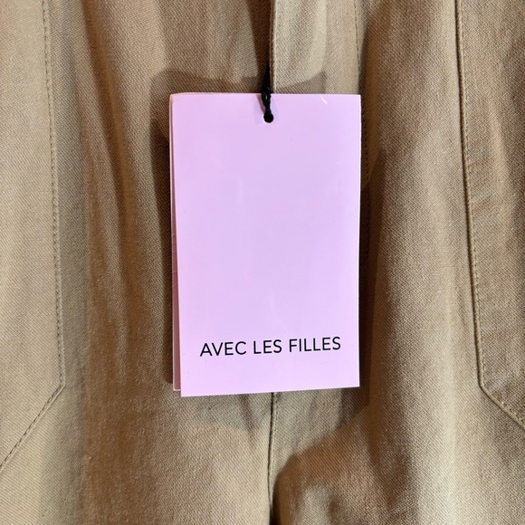 AVEC LES FILLES Sz S Tan Cargo Style Khaki 100% Cotton Anthropologie  Pants NEW - Picture 2 of 13